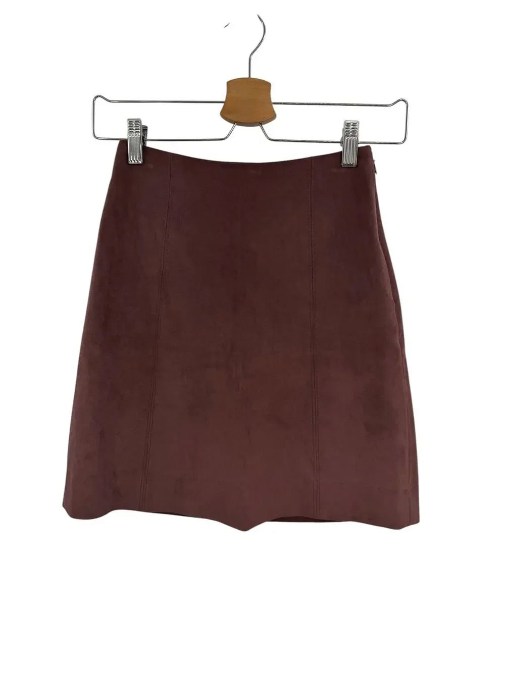 Aritzia Babaton Modern Mini Skirt Faux Suede A-Line Berry Women's Size 00